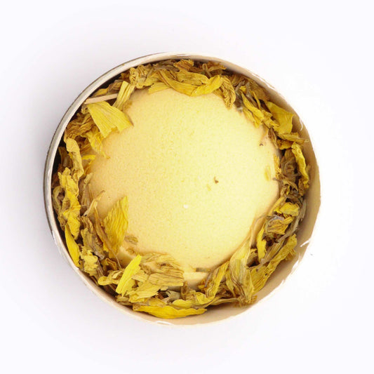 Badebombe mit Kamille, Grapefruit & Sonnenblumenblättern – „Sun Rise“